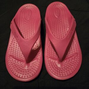 Crocs Sandals Womens Size 8 Pink Jibbitz Flip Flop Thong Comfort Beach Pool‎